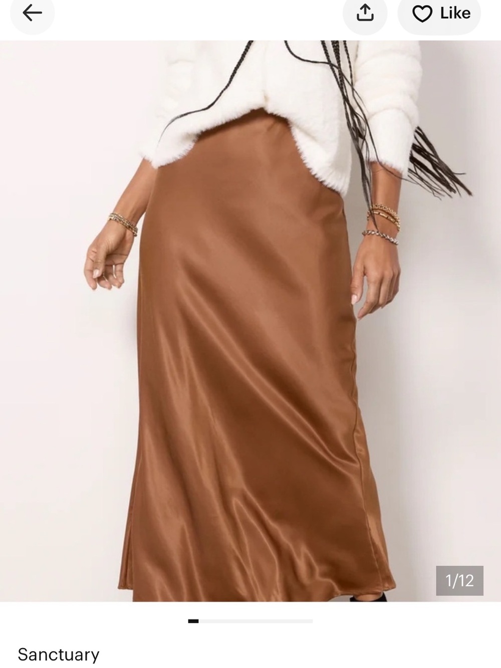 Sanctuary Satin Maxi Skirt in Warm Brown/copper size XS